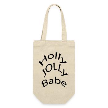 Holly Jolly Babe Retro Weihnachtstypografie T-Shirt - Geschenkbeutel für Flaschen - Natur - Vorne