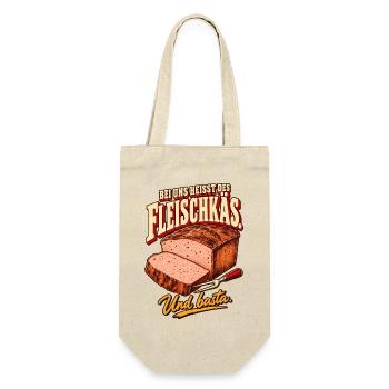 Bei uns heißt des Fleischkäs - Geschenkbeutel für Flaschen - Natur - Vorne