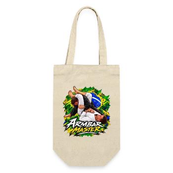 Armhebel-Meister – Brazilian Jiu-Jitsu BJJ - Geschenkbeutel für Flaschen - Natur - Vorne