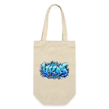 LUCAS in glänzendem Chrom! Legendärer Graffiti-Name - Geschenkbeutel für Flaschen - Natur - Vorne