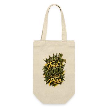 Treu zu Gott, hat er einen Plan - Geschenkbeutel für Flaschen - Natur - Vorne