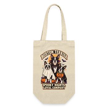 Spooky Nights Loyal Company – Boston Terrier Hund - Geschenkbeutel für Flaschen - Natur - Vorne