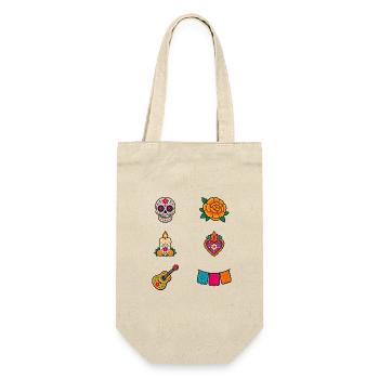 Ikonen des Día de los Muertos - Geschenkbeutel für Flaschen - Natur - Vorne