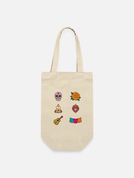 Ikonen des Día de los Muertos - Geschenkbeutel für Flaschen - Natur