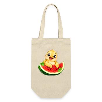 Süßes Küken Cartoon Sommer Melone - Geschenkbeutel für Flaschen - Natur - Vorne