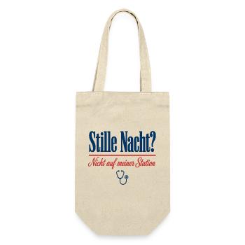 Stille Nacht Nicht auf meiner Station Pflege - Geschenkbeutel für Flaschen - Natur - Vorne