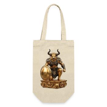 Vergoldeter Taurus-Krieger - Geschenkbeutel für Flaschen - Natur - Vorne