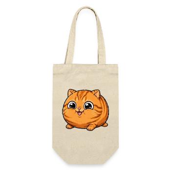 Super süße runde orangefarbene Katze - Geschenkbeutel für Flaschen - Natur - Vorne