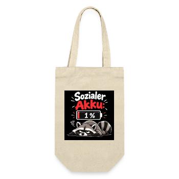Sozialer Akku 1% Raccoon - Geschenkbeutel für Flaschen - Natur - Vorne