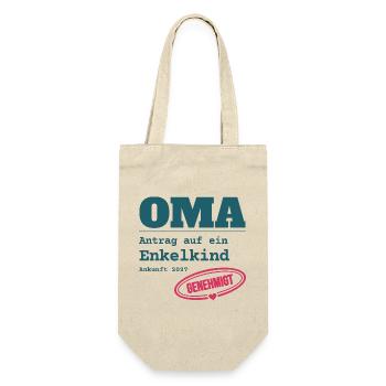 Oma 2027 – Antrag auf Enkelkind genehmigt - Geschenkbeutel für Flaschen - Natur - Vorne