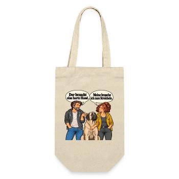 Frau_streichelt_Kangal_im_Comic - Geschenkbeutel für Flaschen - Natur - Vorne
