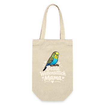 Beste Wellensittich Mama Vogelliebhaberin - Geschenkbeutel für Flaschen - Natur - Vorne