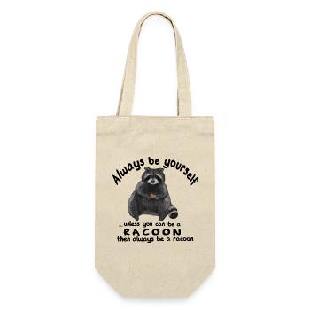 Always be yourself - Waschbär mit Keks - Geschenkbeutel für Flaschen - Natur - Vorne