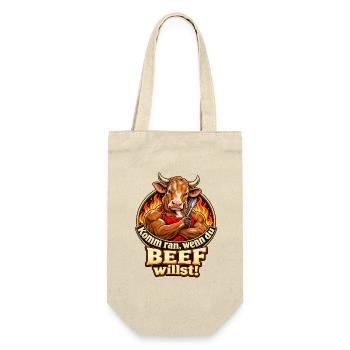 Komm ran, wenn du Beef willst! – Grillhumor - Geschenkbeutel für Flaschen - Natur - Vorne
