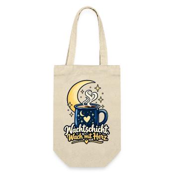Nachtschicht Shirt mit Mond - Spruch Nachtschicht - Geschenkbeutel für Flaschen - Natur - Vorne