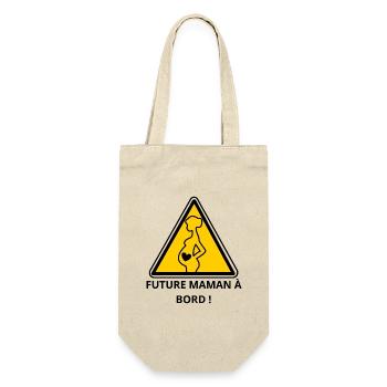 Werdende Mama an Bord! - Geschenkbeutel für Flaschen - Natur - Vorne