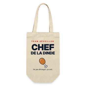 Turkey Chef – Lustiges Weihnachtsessen-T-Shirt - Geschenkbeutel für Flaschen - Natur - Vorne