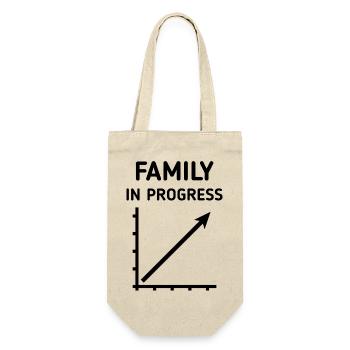 Family In Progress (Schwanger / Eltern / Black) - Geschenkbeutel für Flaschen - Natur - Vorne