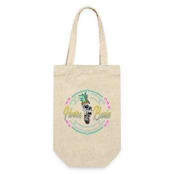 Tropischer Schädel mit Ananas - Geschenkbeutel für Flaschen - Natur - Vorne