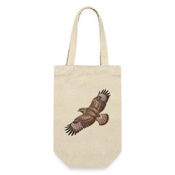 Mäusebussard im Flug – naturgetreues Vogelmotiv - Geschenkbeutel für Flaschen - Natur - Vorne