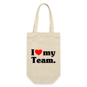 I love my Team - Geschenkbeutel für Flaschen - Natur - Vorne