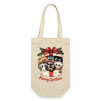 Meowy Christmas Katzen im Geschenk Weihnachten - Geschenkbeutel für Flaschen - Natur - Vorne