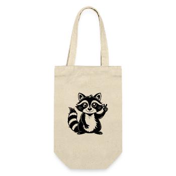 Peace-Sign-Waschbär - Geschenkbeutel für Flaschen - Natur - Vorne