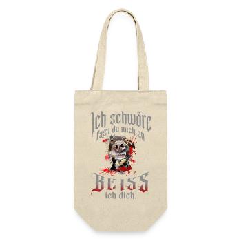 Beißender Hund Spruch - Geschenkbeutel für Flaschen - Natur - Vorne