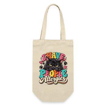 I Have People Allergies Katze Popart - Geschenkbeutel für Flaschen - Natur - Vorne