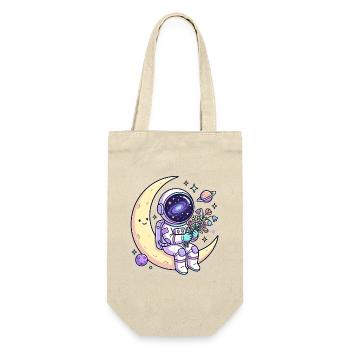 Mondfreund Astronaut mit Blumen - Geschenkbeutel für Flaschen - Natur - Vorne