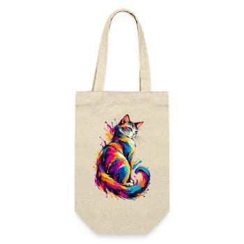 Chromatische Katze - Geschenkbeutel für Flaschen - Natur - Vorne