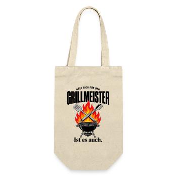 Grillmeister Feuerdesign - Geschenkbeutel für Flaschen - Natur - Vorne