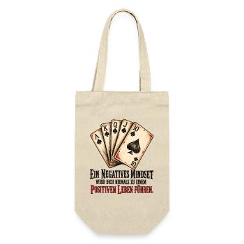 Negatives Mindset – Poker Karten Motivation - Geschenkbeutel für Flaschen - Natur - Vorne