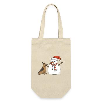 Schäferhund klaut Schneemann den Stockarm - Geschenkbeutel für Flaschen - Natur - Vorne