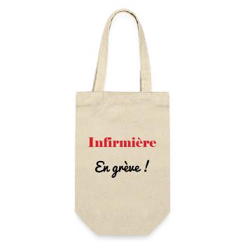 KRANKENSCHWESTER. STREIK. DEMONSTRATION. ARBEIT. HUMOR. - Geschenkbeutel für Flaschen - Natur - Vorne