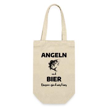 Angeln und Bier - Geschenkbeutel für Flaschen - Natur - Vorne