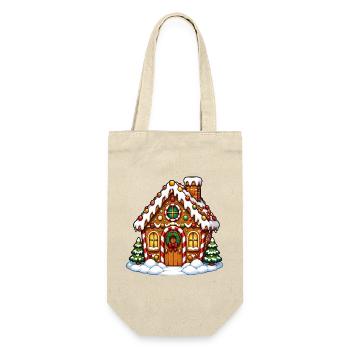 Lebkuchenhaus Winterzauber - Geschenkbeutel für Flaschen - Natur - Vorne