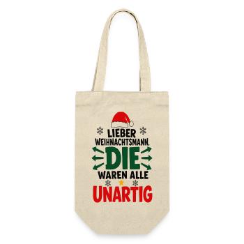 Die waren alle unartig – Weihnachten - Geschenkbeutel für Flaschen - Natur - Vorne