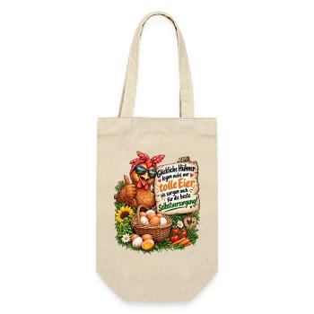 Hühner frische Eier und Selbstversorgung ist Glück - Geschenkbeutel für Flaschen - Natur - Vorne