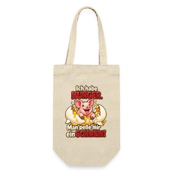 Ich habe Hunger – Man pelle mir ein Schwein! - Geschenkbeutel für Flaschen - Natur - Vorne