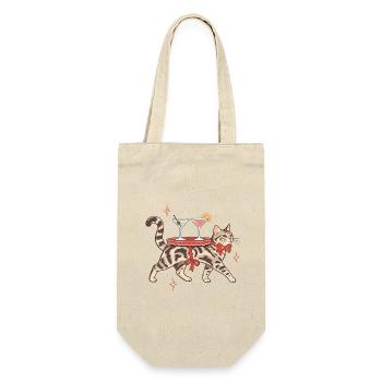 Cocktail Cat - Geschenkbeutel für Flaschen - Natur - Vorne