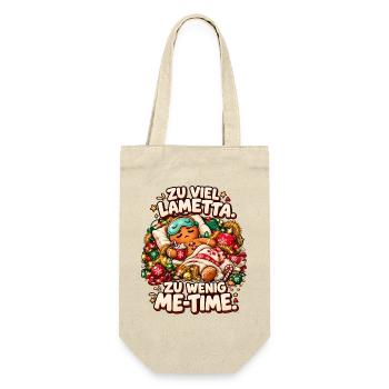 Zu viel Lametta, zu wenig Me-Time! Weihnachtsmotiv - Geschenkbeutel für Flaschen - Natur - Vorne