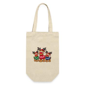Weihnachts-Elche – Christmas Crew - Geschenkbeutel für Flaschen - Natur - Vorne