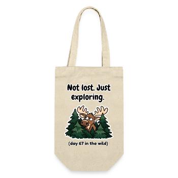 Nicht verloren, sondern nur Elche erkunden. - Geschenkbeutel für Flaschen - Natur - Vorne
