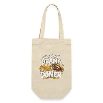 Weniger Drama, Mehr Döner - Geschenkbeutel für Flaschen - Natur - Vorne