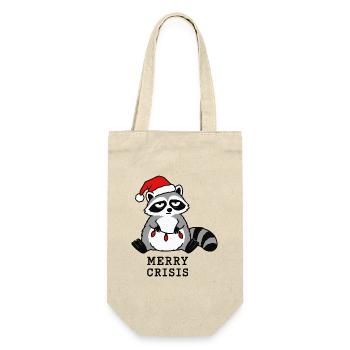 Merry Crisis Lustiges Weihnachts-Waschbär-Meme - Geschenkbeutel für Flaschen - Natur - Vorne