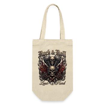 Rock & Roll Skull Flames  - Geschenkbeutel für Flaschen - Natur - Vorne