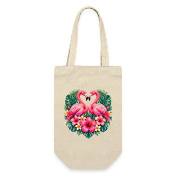 Niedlicher Flamingo Süße Flamingos - Geschenkbeutel für Flaschen - Natur - Vorne
