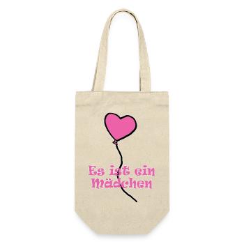 Pinker Luftballon Babyparty Geschlecht, Mädchen - Geschenkbeutel für Flaschen - Natur - Vorne