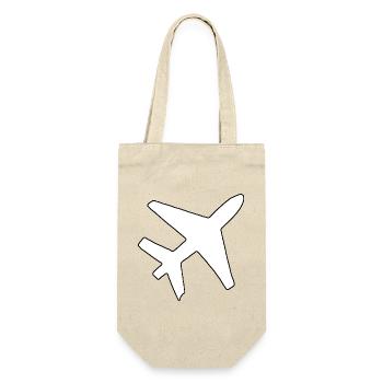 Flugzeug Silhouette - Geschenkbeutel für Flaschen - Natur - Vorne
